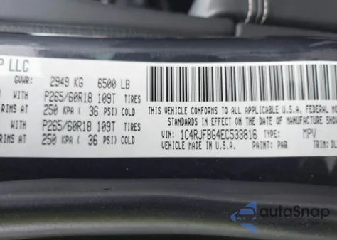 2014 Jeep Grand Cherokee Limited z USA, uszkodzony, nr VIN 1C4RJFBG4EC533816